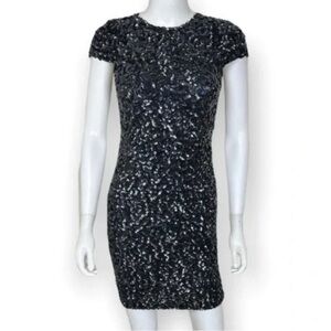 Alice and Olivia open back navy sequin mini dress